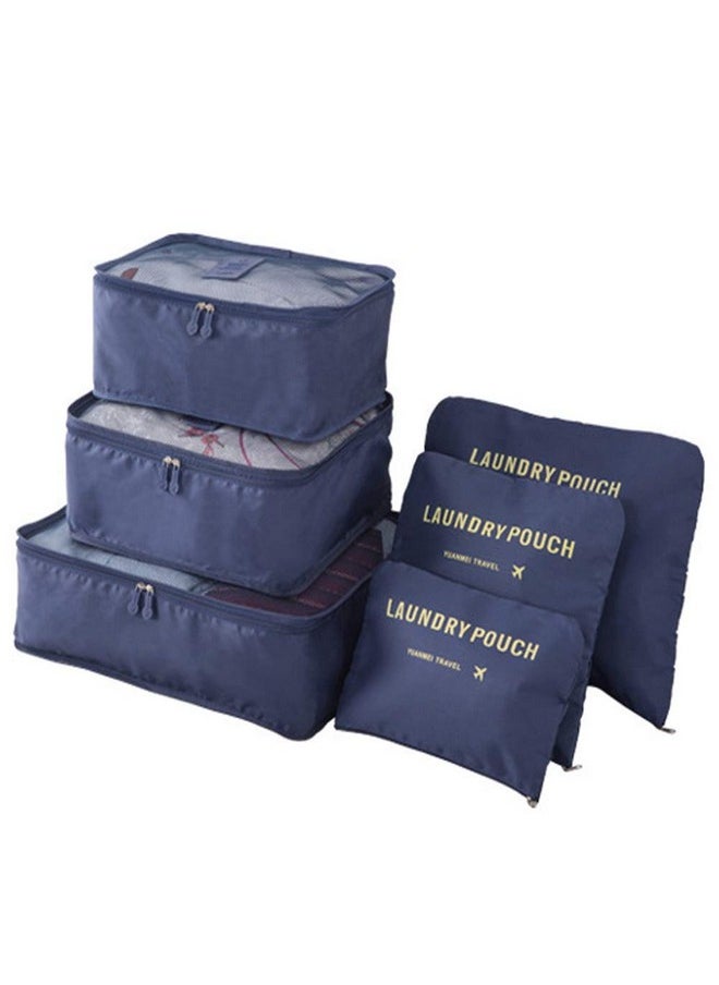 Styleys Polyester Set Of 6 Packing Cubes Travel Organizer Bag (Navy Blue_S1037), 30 Cm  - Image 1