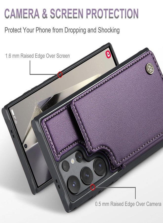 Vinich for Samsung Galaxy S24 Ultra Wallet Case with Card Holder, RFID Blocking Credit Slots Kickstand Shockproof Phone Cover for Women Men, Purple - Image 4