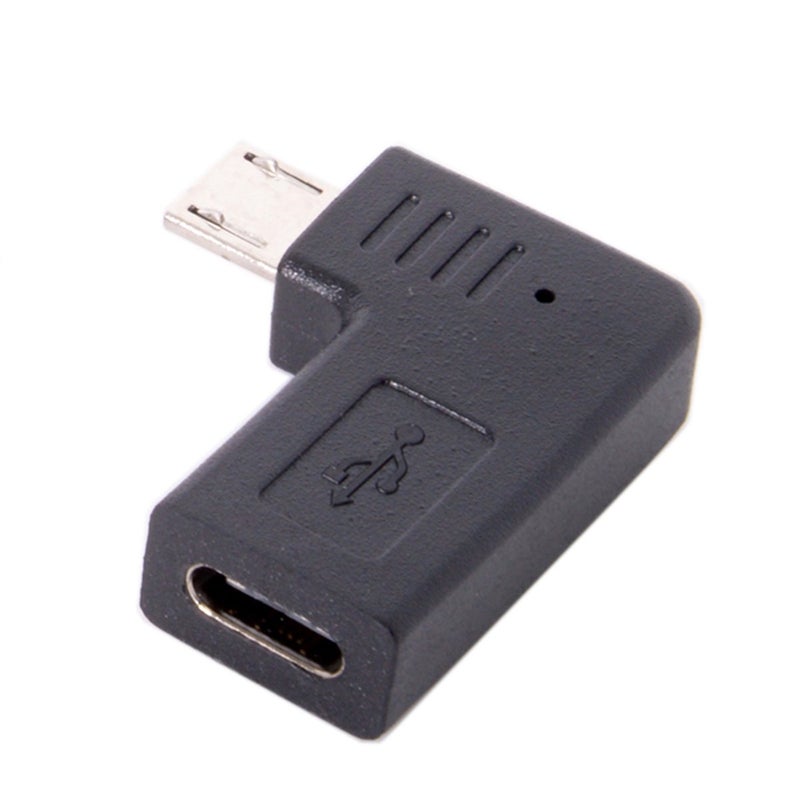 Cablecc USB-C Type-C Female to Micro USB 2.0 5Pin Male Data Adapter 90 Degree Left & Right Angled Type (Left Angled) - Image 1