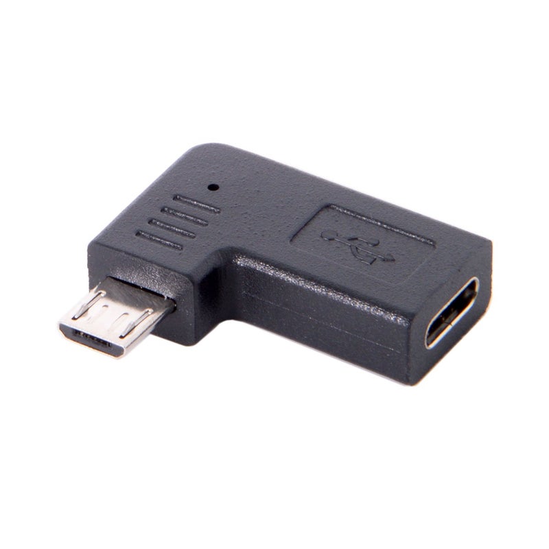Cablecc USB-C Type-C Female to Micro USB 2.0 5Pin Male Data Adapter 90 Degree Left & Right Angled Type (Left Angled) - Image 2