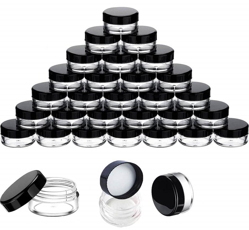 VDHJA Empty Glass Cosmetic JarContainer Acrylic Jar Container for Eyeshadow Makeup Face Cream Lotion Lip Balm Body Butter Scrub and Other Beauty Products Black - Image 3