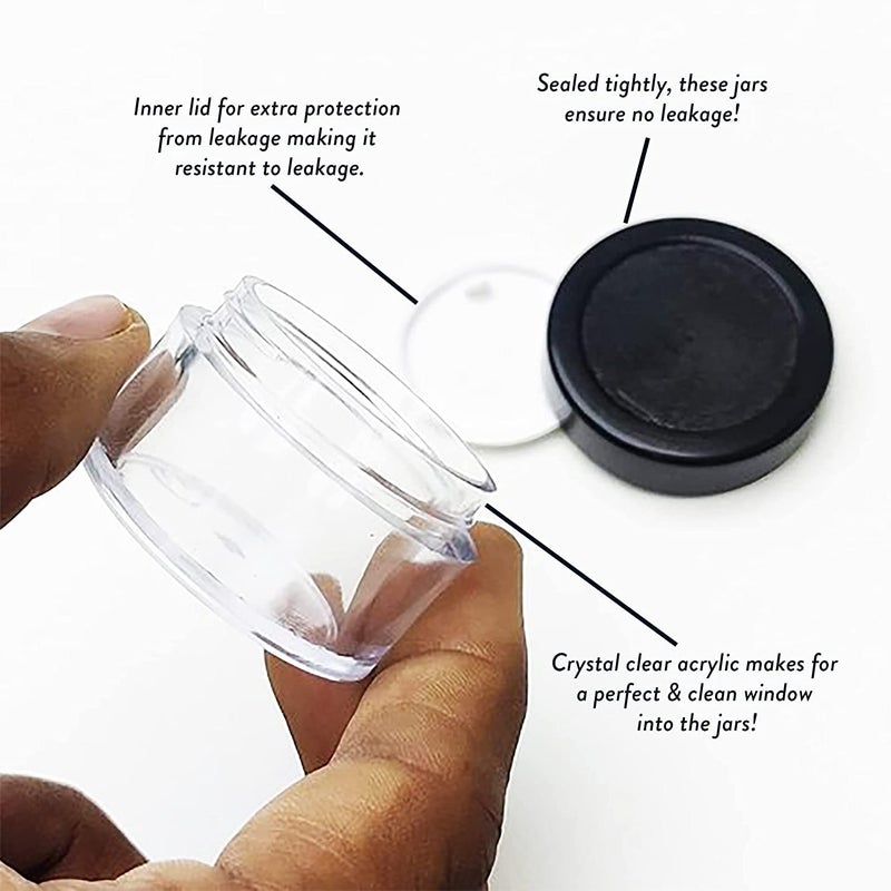 VDHJA Empty Glass Cosmetic JarContainer Acrylic Jar Container for Eyeshadow Makeup Face Cream Lotion Lip Balm Body Butter Scrub and Other Beauty Products Black - Image 5