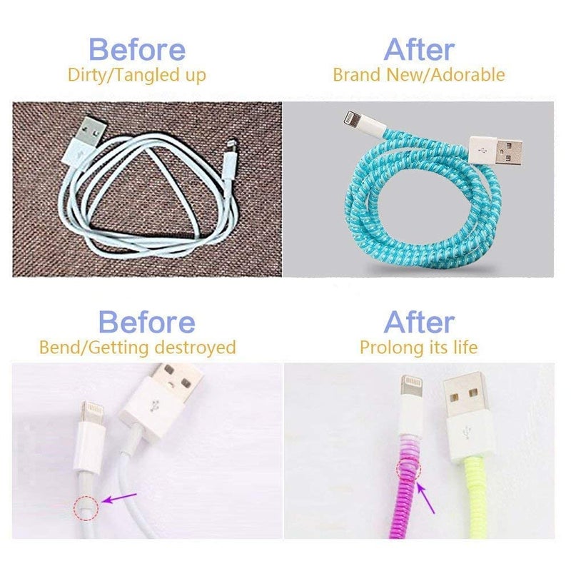 BeFall Ultimate Cable Protector | Spiral Triple Colour 1.5 Meter / 150 cm (3 Pieces) | Plastic Cord Wire Charger Winder for iPhone and Android Charging Cables (Blue) - Image 3