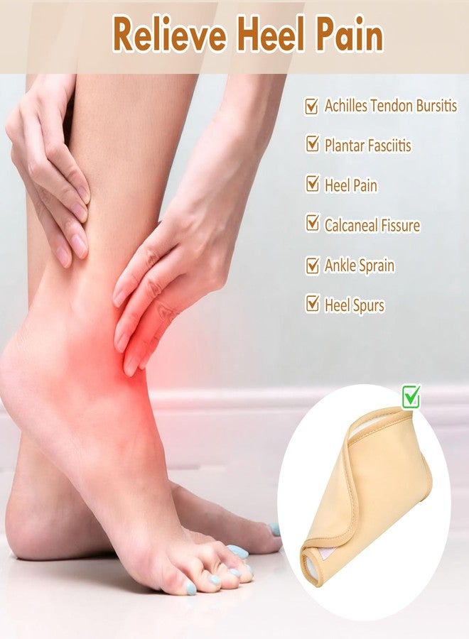 CoolShef ضمادات زيت الخروع من كول شيف (قطعتان) للكاحل - ضمادات قدم عضوية قابلة لإعادة الاستخدام لتخفيف التهاب اللفافة الأخمصية، مصنوعة من قماش محبوك فاخر، سهلة الاستخدام، لا تسبب فوضى، للعناية الطبيعية بالقدم (كاكي) - Image 4