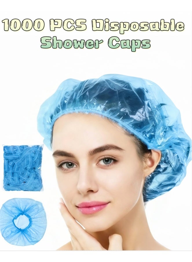 1000 PCS Shower Cap Disposable, Bath Caps Thick Waterproof High Density Elastic Big Hair Caps for Women, Men, Travel Spa, Hotel, Hair Salon, Home Use (Blue) - Image 1