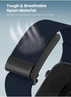 Moxedo Moxedo Hybrid Fit-Weave Nylon Braided Band Adjustable Replacement Strap Compatible for iWatch and Whoop 4.0 Wearable Health and Fitness Tracker - Blue  - Image 2