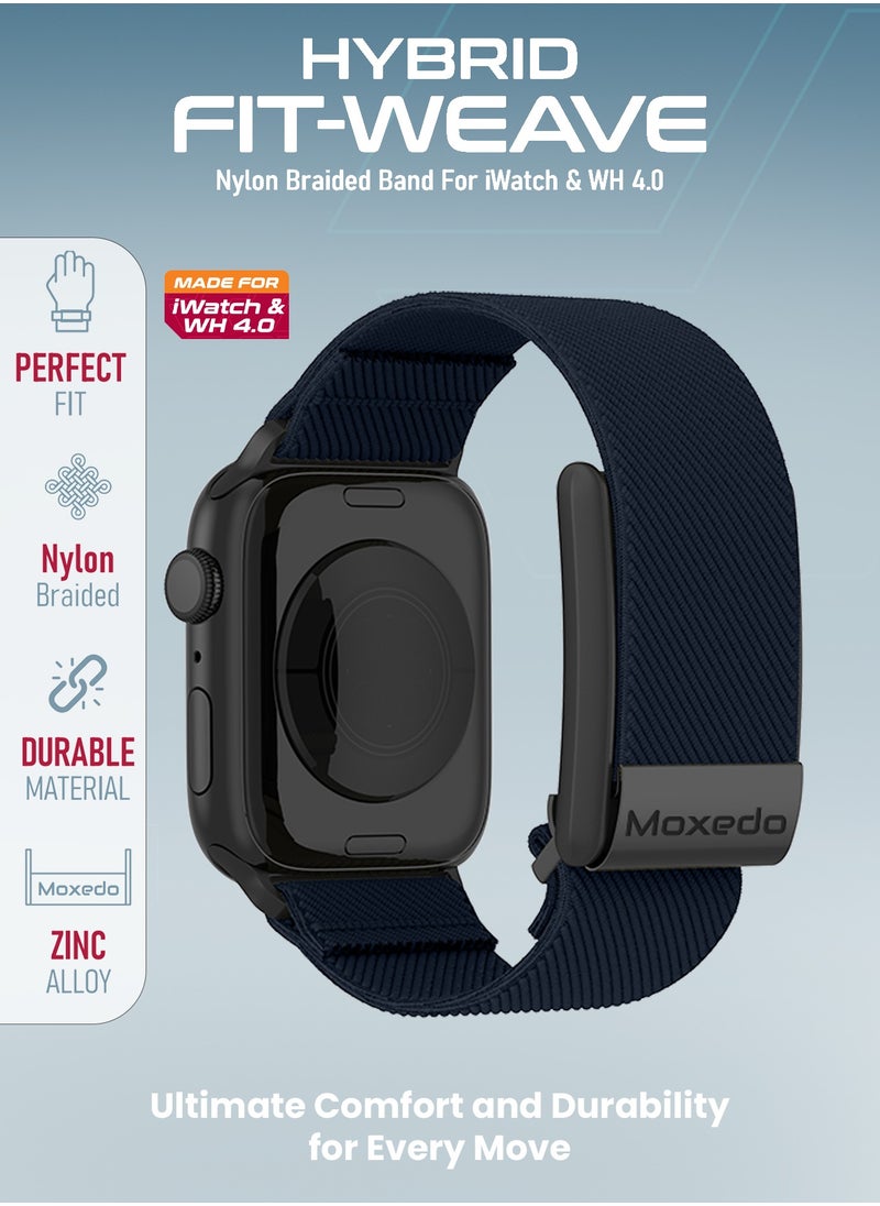 Moxedo Hybrid Fit-Weave Nylon Braided Band Adjustable Replacement Strap Compatible for iWatch and Whoop 4.0 Wearable Health and Fitness Tracker - Blue - pzsku/ZDCA9CC74C0492374E390Z/45/_/1738825549/4ad98ee9-f596-4e63-a395-2b94491db93c