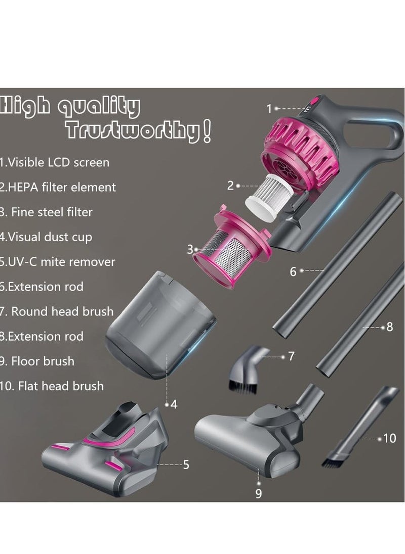 JAJEEK مكنسة كهربائية UV 3 في 1 ومزيل العث – قوة شفط قوية 10000Pa، سرعة قابلة للتعديل 3، شاشة LCD، مثالية لتنظيف المنزل والسيارة، متعددة الاستخدامات - Image 2