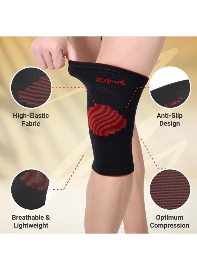 AccuSure - AccuSure Knee Brace Compression Sleeve- Best Support for Arthritis, ACL, Gym, Running, Basketball, Meniscus Tear, Sports, Joint Pain Relief, Injury Recovery For Men, Women| single - Image 1