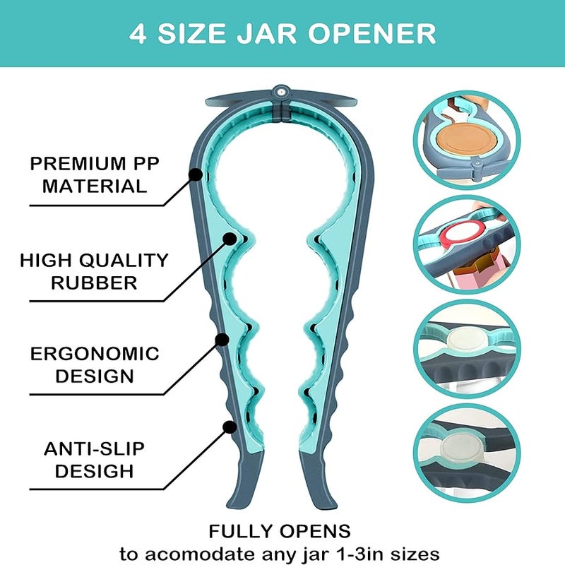 HUMANFUN Jar Opener for Weak Hands, Seniors with Arthritis, 5 in 1 Multi Function Bottle Opener Lid Opener For Arthritic Hands with Non Slip Rubber Jar opener Gripper Pad - Image 2