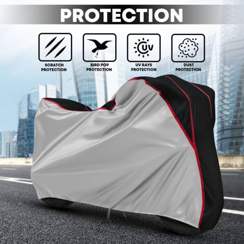 FAVY Waterproof Bike Cover Compatible with TVS Radeon | Dust Proof & UV Protection Bike Body Cover | Wind Proof Elastic Bottom Motorcycle Cover - Image 2