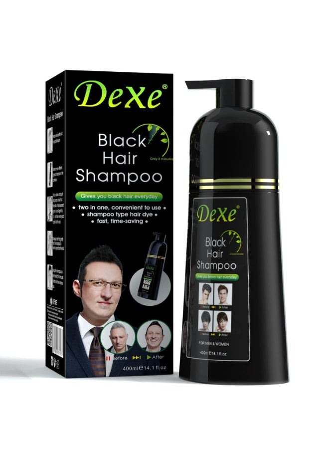 Dexe Dexe Global SALES NO.1 Hair Color Shampoo 400ml – Ammonia-Free, Instant Black Shine, Salon Results at Home  - Image 3