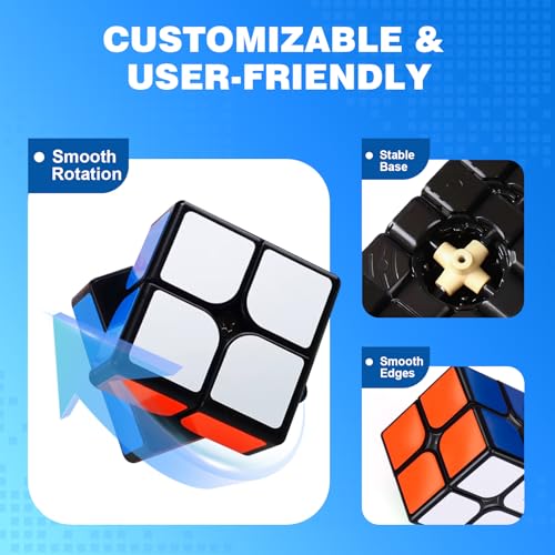 AuntyFey 5 Pack Magic Speed Cube Set 2x2 3x3 4x4 Triangle Megaminx Speed Cubes for Kids Adults - Image 5
