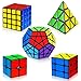 AuntyFey 5 Pack Magic Speed Cube Set 2x2 3x3 4x4 Triangle Megaminx Speed Cubes for Kids Adults - Image 2