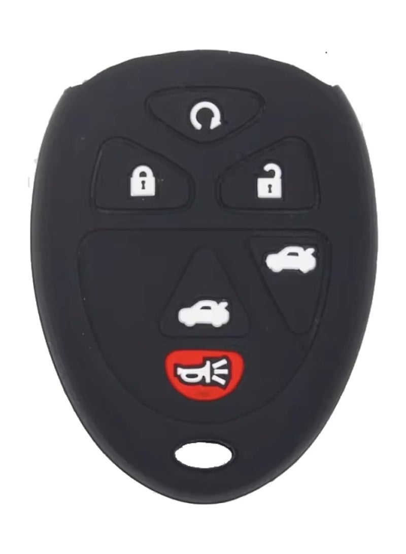 بيعتكلها غطاء حماية حامل الجلد لمفتاح السيارة عن بعد بدون مفتاح من السيليكون متوافق مع شيفروليه تاهو 900 ترافيرس جي إم سي يوكون 2007 بويك إتش إتش آر كاديلاك بونتياك ساتورن (6 أزرار) - Image 1