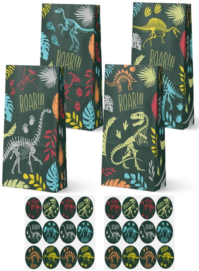 Celee 24-Pack Fossil Party Goodie Bags with Stickers - Ideal for Kids' Birthdays, Baby Showers, and Dinosaur Themed Parties - Image 1