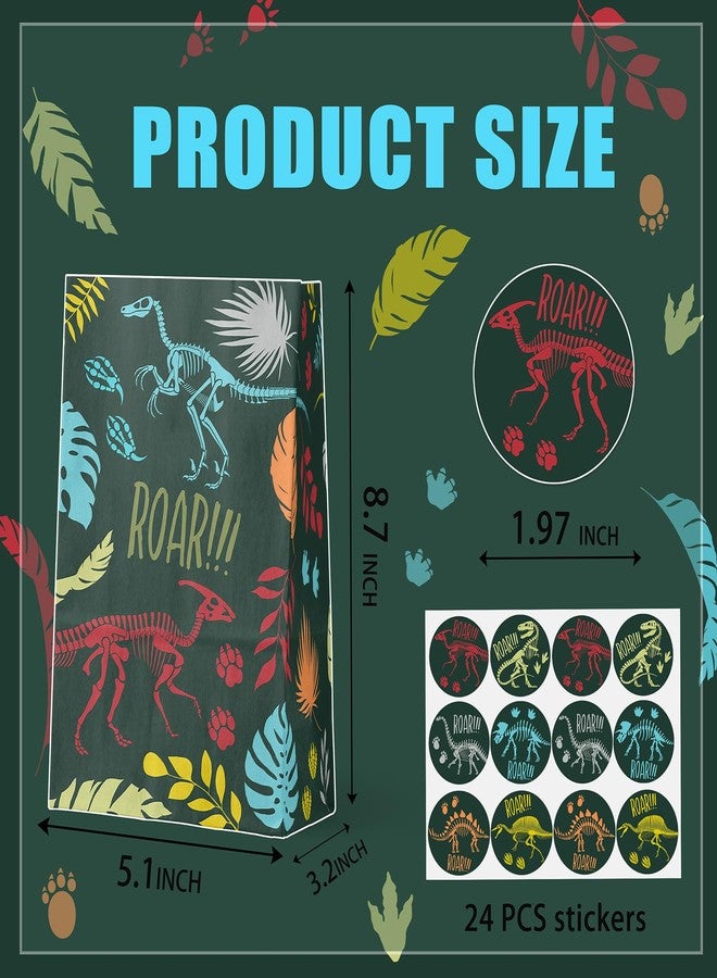 Celee 24-Pack Fossil Party Goodie Bags with Stickers - Ideal for Kids' Birthdays, Baby Showers, and Dinosaur Themed Parties - Image 2