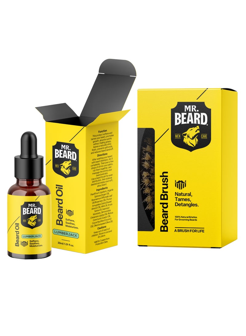 مستر بيرد طقم مستر بيرد – فرشاة لحية + زيت اللحية لامبرجاك (30 مل) - Image 1