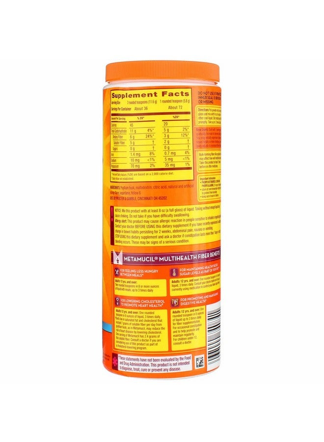 Metamucil مكمل ألياف ميتاموسيل من السيليوم بنكهة البرتقال خالي من السكر قوام ناعم مسحوق 72 جرعة - Image 3