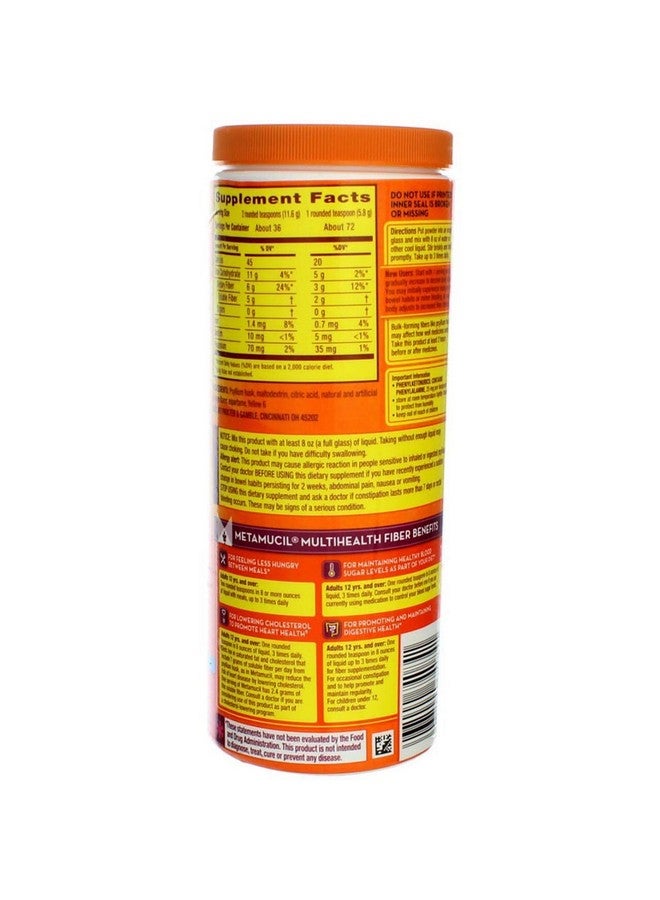 Metamucil مكمل ألياف ميتاموسيل من السيليوم بنكهة البرتقال خالي من السكر قوام ناعم مسحوق 72 جرعة - Image 5