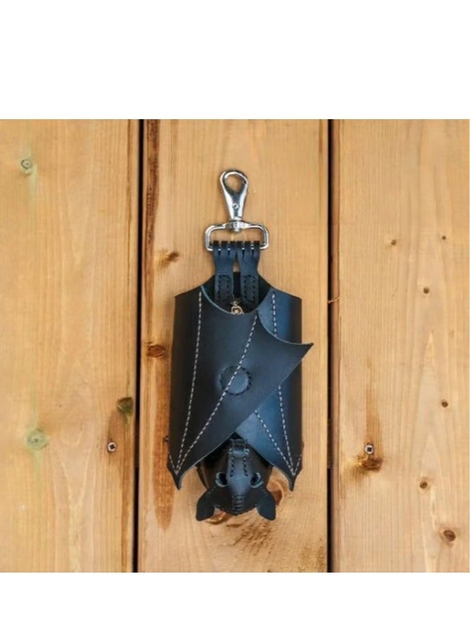 Handmade Leather Bat Coin Purse - Vintage Gothic Style Change Pouch for Men Women - Image 2