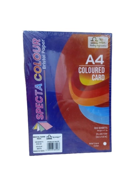 Bristol Colored Paper White A4 100 Sheets