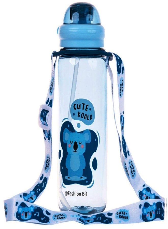 Funeiko Cute Water Bottle for Kids – Cartoon Animal Design Sipper Bottle with Straw & Adjustable Strap Stylish Water Bottle with Sipper, School Water Bottle for Kids – 520 ML (Koala) - Image 1
