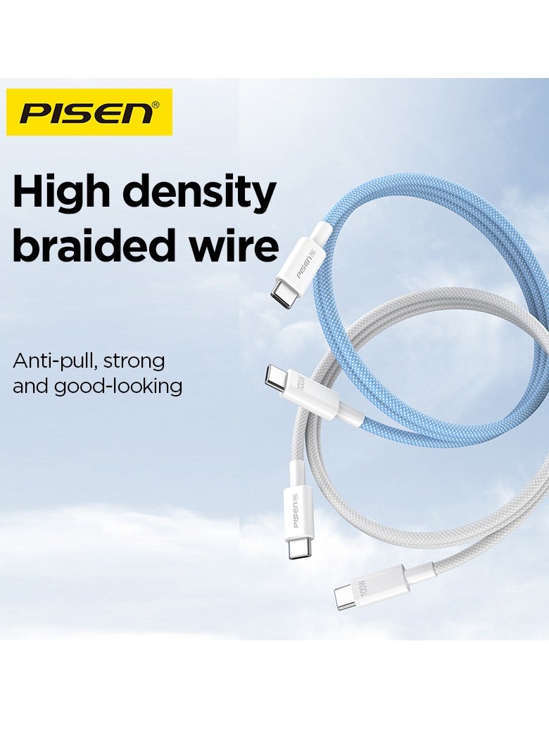 Pisen USB C to USB C Cable, PD 100W Braided USB C Fast Charging Data Cable for iPhone 16/16 Plus/16 Pro/16 Pro Max/15, MacBook Pro, iPad Pro, Dell XPS, Samsung Galaxy S24/S23/S22 Ultra, Switch, Pixel 1M - Image 4