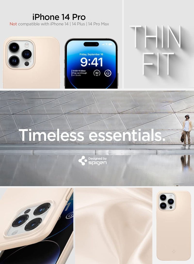 Spigen Thin Fit iPhone 14 Pro Case Cover - Sand Beige - Image 2