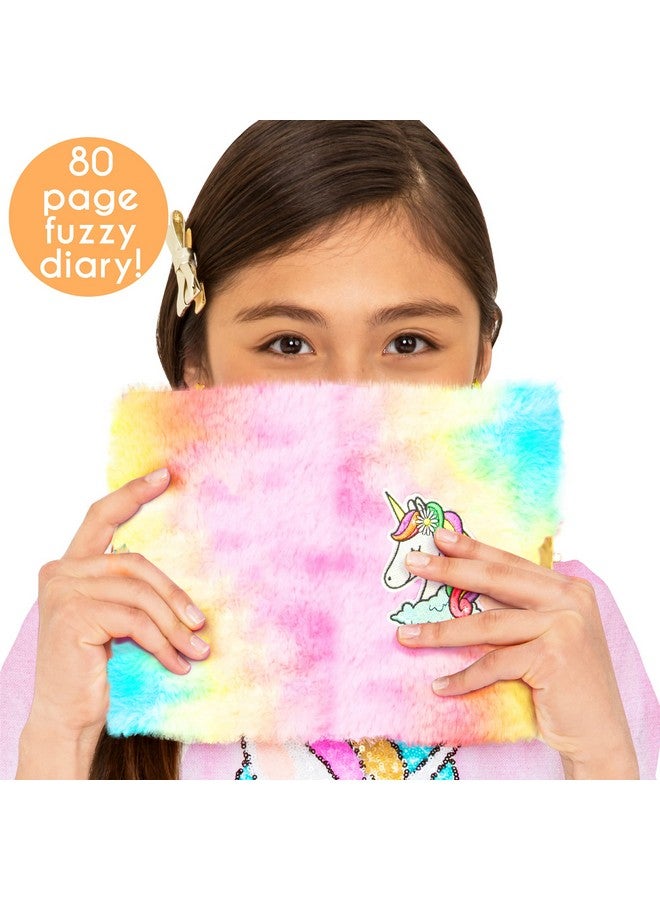 Just My Style Just My Style Tie-Dye Fuzzy Diary by Horizon Group USA, Hardcover Diary with Lock & Key, Decorate with 300+ Stickers, Includes Pen with Fuzzy Cap & Soft Tie-Dye Cover, Multi (207906J)  - Image 4