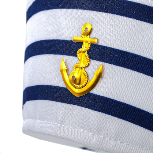 Mezchi 6 Pack Sailor Hat, Blue with White Captain Hat for Men Women, Navy Boat Captain Hat for Yacht Rock Party Attire, Sailor Costume, Dressing Up Party - Image 3