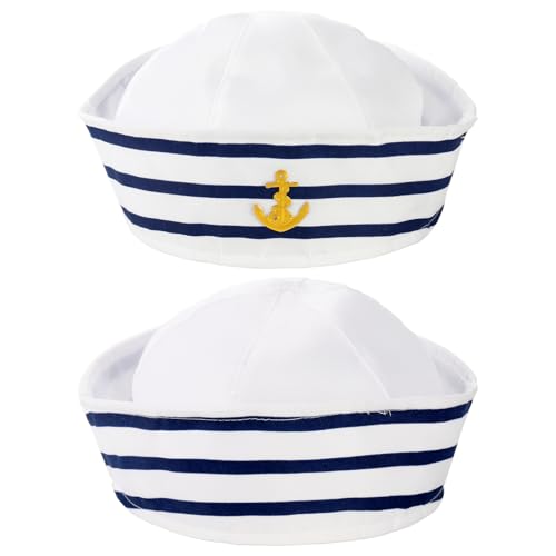 Mezchi 6 Pack Sailor Hat, Blue with White Captain Hat for Men Women, Navy Boat Captain Hat for Yacht Rock Party Attire, Sailor Costume, Dressing Up Party - Image 4