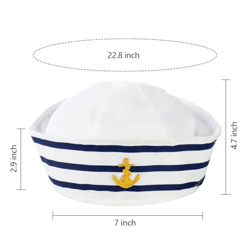 Mezchi 6 Pack Sailor Hat, Blue with White Captain Hat for Men Women, Navy Boat Captain Hat for Yacht Rock Party Attire, Sailor Costume, Dressing Up Party - Image 2