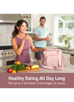 Bentgo Bentgo Prep Deluxe Insulated Multimeal Bag - Lunch Box Bag, Holds 5 Meals, Premium Insulation up to 8 Hrs, Durable, Water-Resistant - Large Capacity For Adult Meal Prep (Blush)  - Image 2