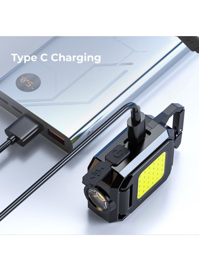 TBS DESIGN COB Keychain Magnetic Lamp, Work Lamp for Camp, 5 Light Mode 90° Foldable, 800 mAh Rechargeable 500 Lumens Flashlight with Bottle Opener for Camp Outdoor Fishing Hiking and Gift - Image 3