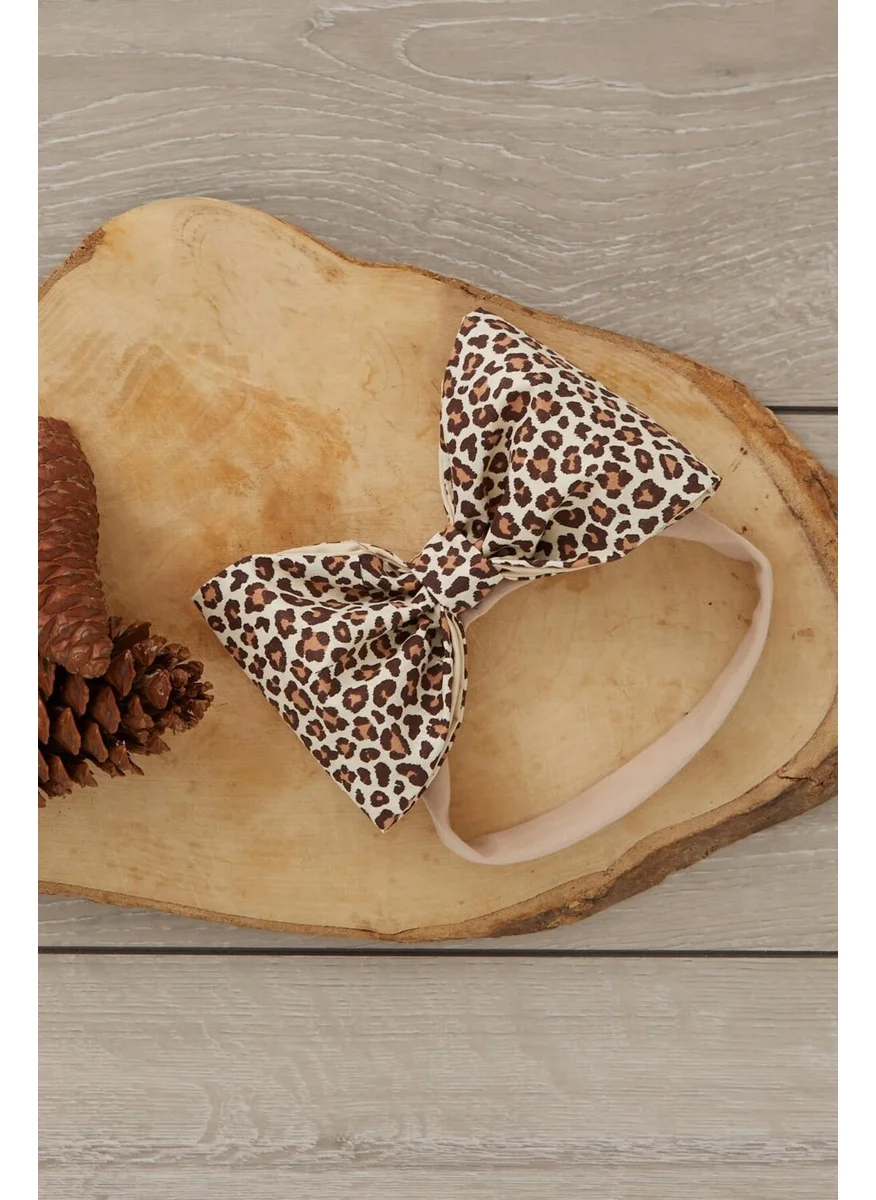 Babygiz Handmade Big Bow Natural Cotton Baby Kids Girls Hair Band Cool Leopard