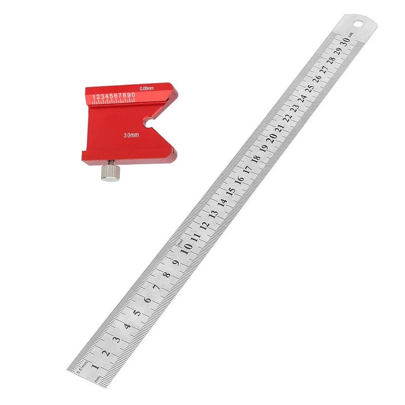 Aluminum Alloy Center Scribe 45 90 Degree Angle Measuring Tool with Steel Ruler - Image 2