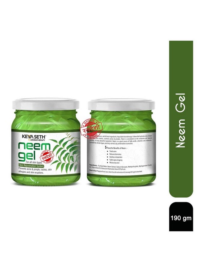 Keya Seth Aromatherapy Keya Seth Aromatherapy Neem Gel Moisturizer For Oily & Sensitive Skin Prevents Acne & Pimple Rashes Skin Allergies & Skin Eruption With Pure Neem Extract 190Gm  - Image 2