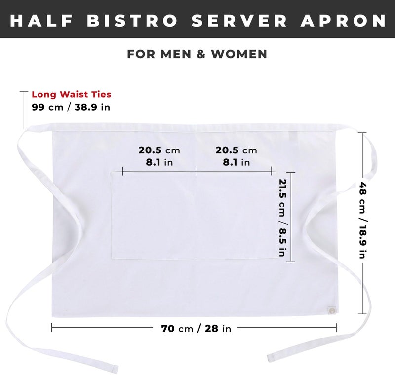Chef Works Unisex Half Bistro Server Apron, White, One Size - Image 5