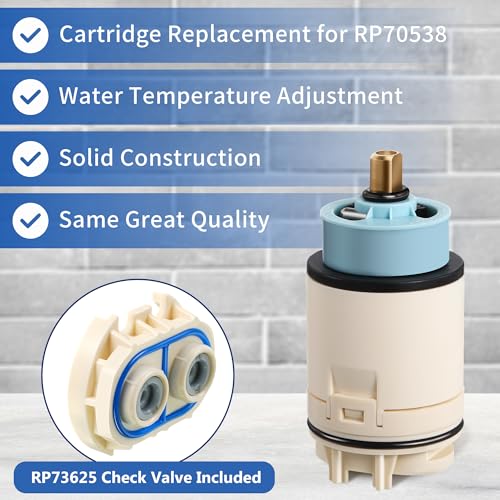 Dreyoo Single Function Pressure Balance Cartridge Replacement for RP70538/RP73625, Shower Cartridge Compatible with Peerless/Delta Single Handle Tub/Showers Faucet (Check Valve Included) (1 Pack) - Image 3