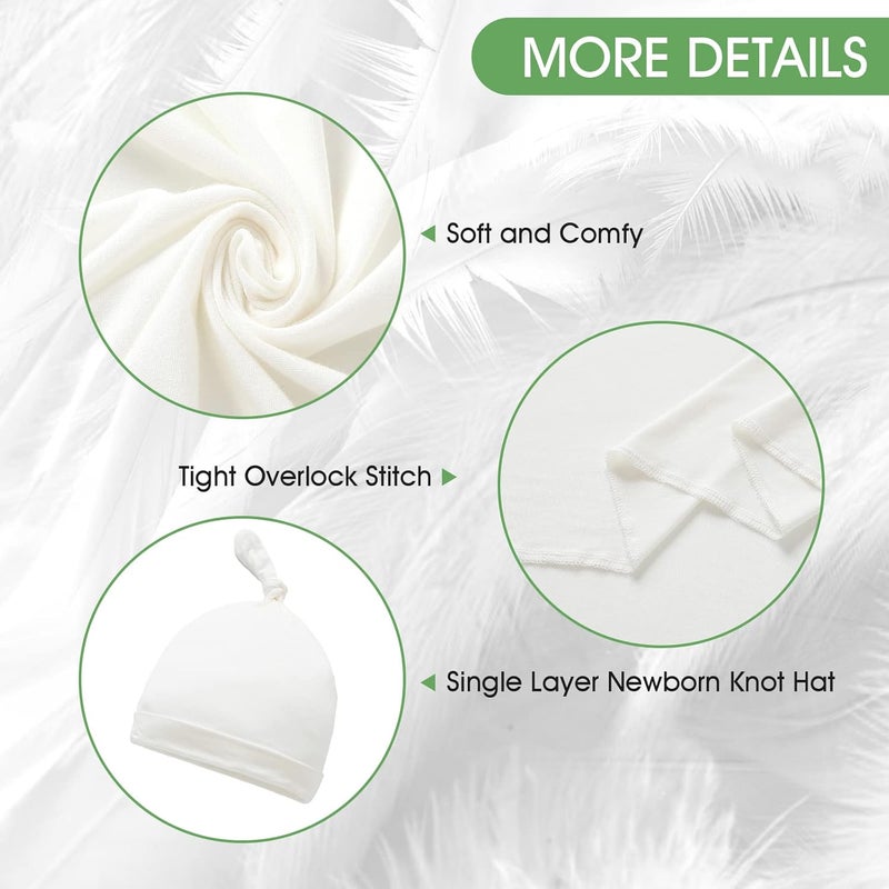 iEvolve Cotton Knitted Baby Swaddle Blanket with Hat Headband Set Newborn Swaddle Wrap Receiving Blankets for Baby Girl Boy 35 x 35White - Image 3