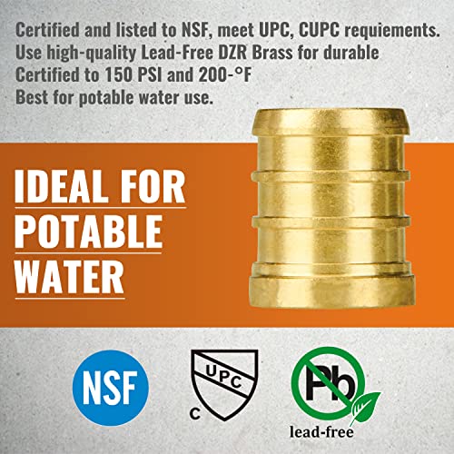 SUNGATOR تركيبات PEX من SUNGATOR 3/4 بوصة، عبوة 25 قطعة، غطاء نهاية PEX بلا رصاص، نحاس معتمد من NSF و UPC - Image 3
