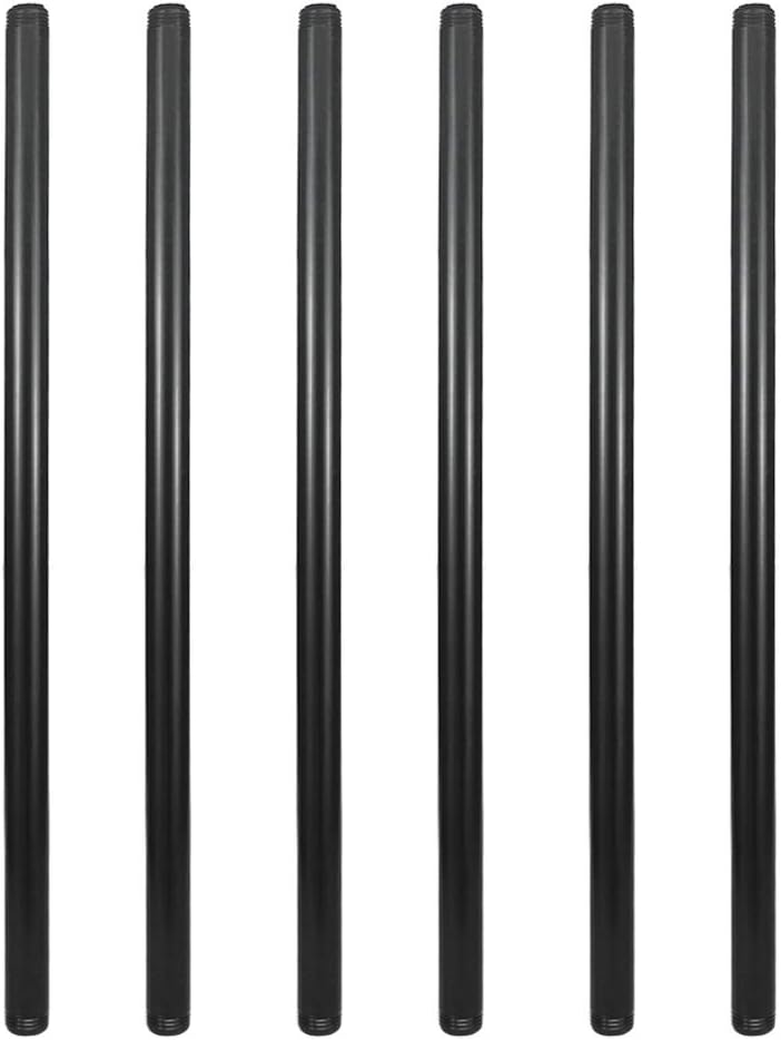 GeilSpace 6 Pack 1/2" × 24" Pre-Cut Black Metal Pipe, Industrial Steel Fits Standard Half Inch Black Threaded Pipes and Fittings - Vintage DIY Industrial Shelving (1/2" × 24") - Image 1