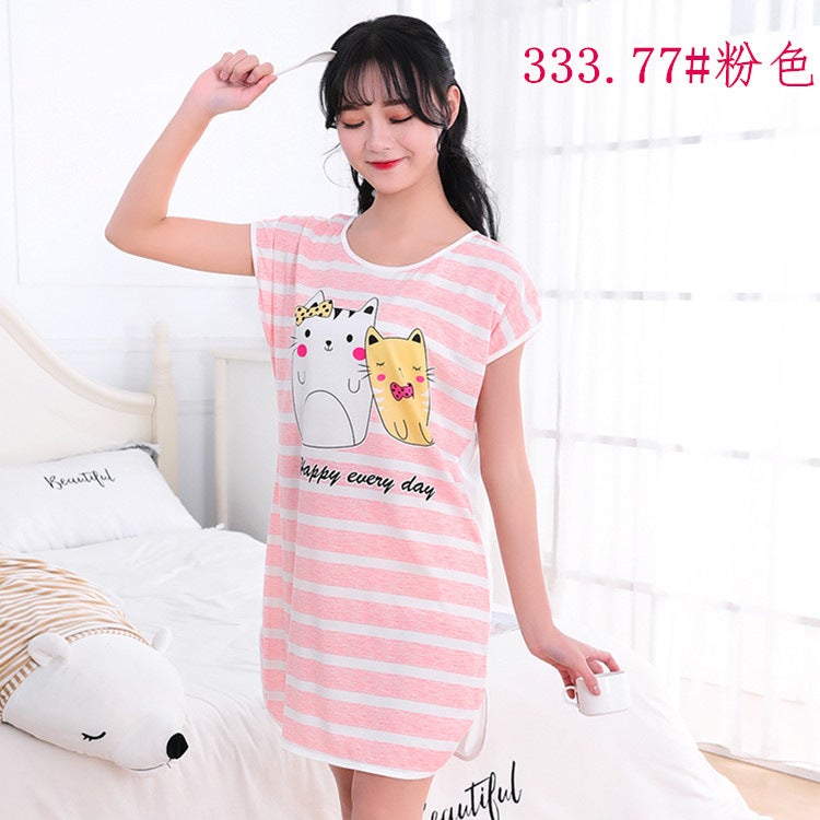 Cartoon Sweet Cute One-piece Nightgown 333.77# Pink