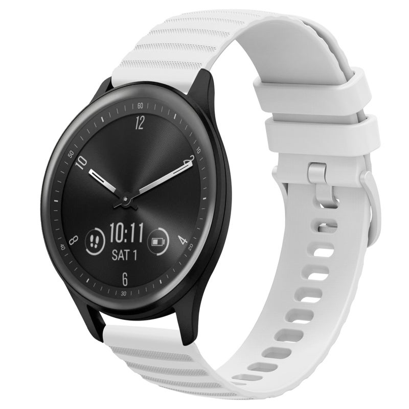 S-TOP For Garmin Vivomove Sport 20mm Wavy Dot Pattern Solid Color Silicone Watch Band(White) - Image 1