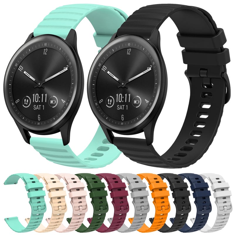 S-TOP For Garmin Vivomove Sport 20mm Wavy Dot Pattern Solid Color Silicone Watch Band(White) - Image 3