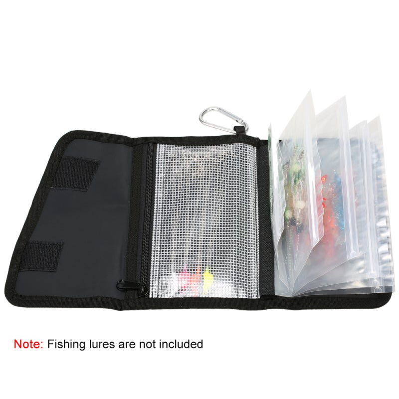 iLure Fishing Bag Zippered Pockets Anti-Tear Water-Resistant Oxford Fabric Transparent Pockets - 6 Transparent Pockets for Soft Lures Compact Storage for Fishing Accessory - Image 3