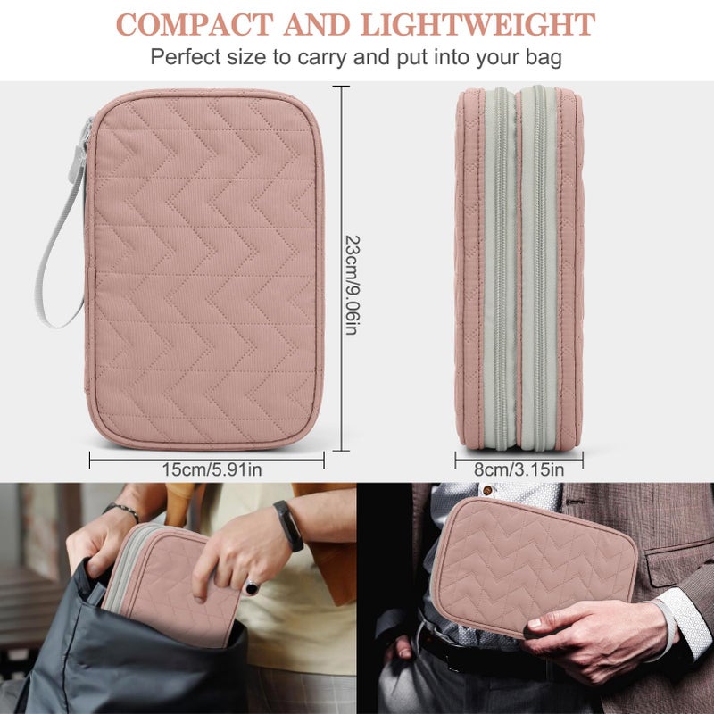 Waterproof Travel Cable Organizer Bag with Double Layer Storage for Cords, Chargers, Phone and Earphone - Image 2