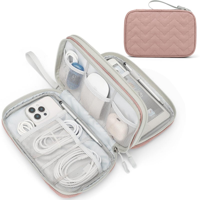 Waterproof Travel Cable Organizer Bag with Double Layer Storage for Cords, Chargers, Phone and Earphone - Image 1
