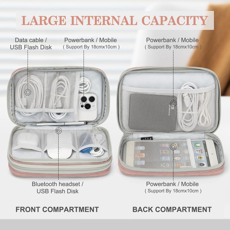 Waterproof Travel Cable Organizer Bag with Double Layer Storage for Cords, Chargers, Phone and Earphone - Image 3